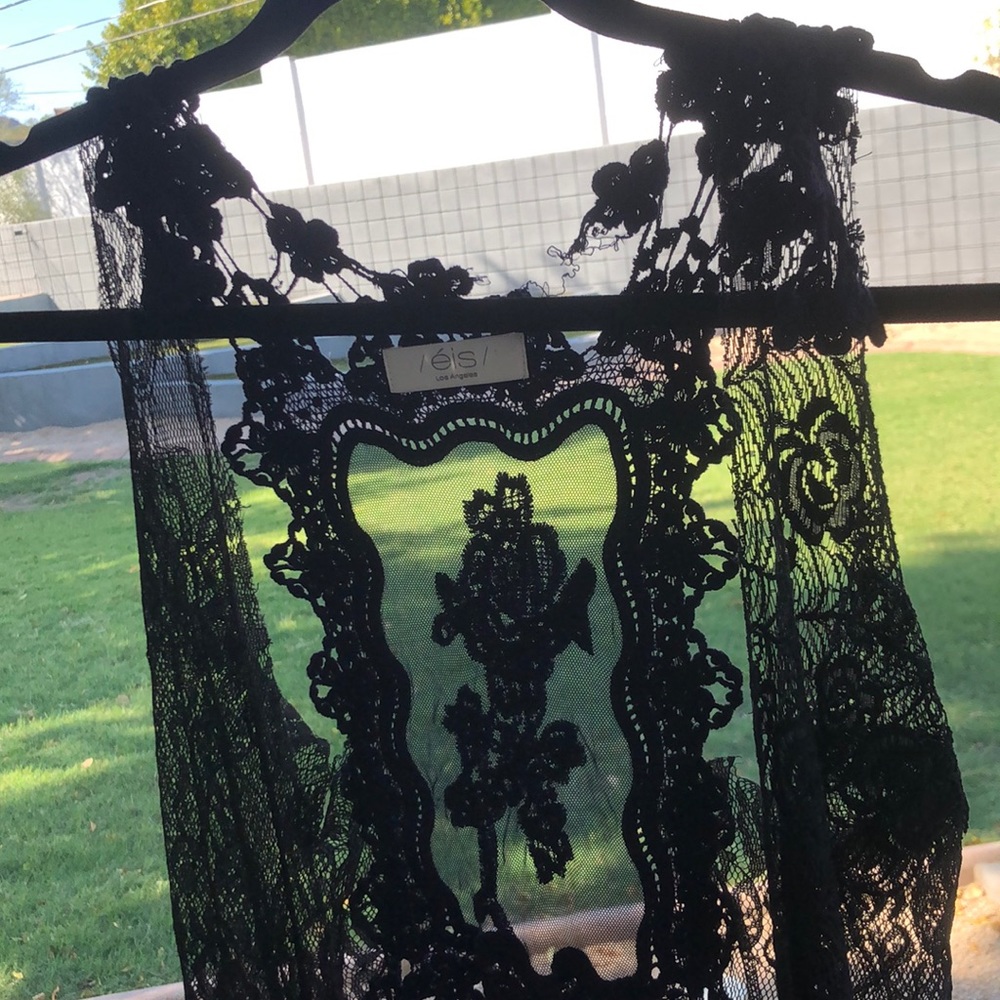 Blue and black Lace accent cover up